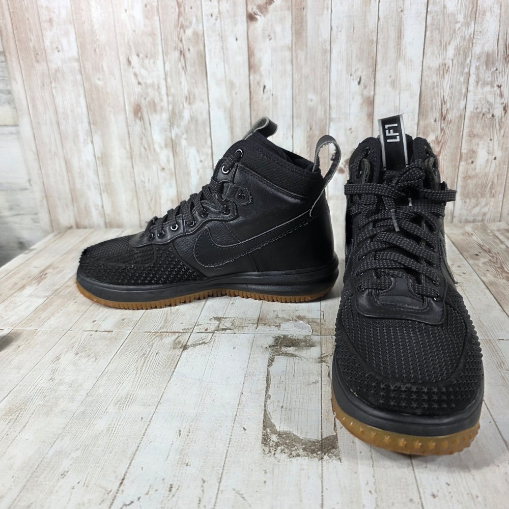 Nike Lunar Force 1 Duckboot Triple Black Mens 8.5 Watershield 805899-003 - Picture 6 of 8